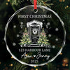 Custom New Home First Home Glass Ornament - Personalized Christmas Ornament For Couples, First Home Keepsake, Housewarming Bauble Gift, New Home Keepsake Gift- Our Little Family, Our New Home