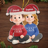 Custom Crochet Acrylic Ornament - Personalized Anniversary Christmas Wedding Gifts For Husband And Wife, Him And Her - Hooked On Love