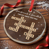 Custom Scrabble Circle Glass Ornament - Personalized Christmas Birthday Gifts For Grandpa, Grandma - Family Joy Shines Here