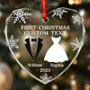 Custom Heart Glass Ornament - New Arrival, Personalized Anniversary Christmas Wedding Gifts For Husband And Wife, Him And Her - Our First Christmas As Husband And Wife AMZ