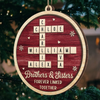Custom Scrabble Wood Ornament - Personalized Christmas Birthday Gifts For Brother, Sister - Joyful Hearts Gather Here