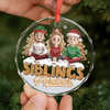 Custom Circle Glass Ornament - Personalized Christmas Birthday Gifts For Brother, Sister - Linked By Love