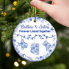 Custom Long Distance Ceramic Ornament - Personalized Christmas Birthday Gifts Brother, Sister - Miles Apart Same Heart