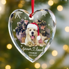Custom Photo Heart Glass Ornament - Personalized Pet Christmas Memorial Sympathy Gifts For Dogs, Cats - Forever In My Heart Pawprints