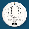 Custom First Christmas Pet Ceramic Ornament - Personalized Christmas Birthday Gifts For Dog Lovers, Cat Lovers, Pet Dad And Mom, New Pet Ornament - Dog Kisses, Christmas Wishes
