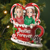 Custom Acrylic Ornament - Personalized Best Friend Christmas Birthday Gifts For Women, Besties, Sisters, BFF - Merry Hearts Forever Connected