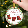 Custom Long Distance Ceramic Ornament - Personalized Best Friend Christmas Birthday Gifts For Women, Besties, Sisters, BFF - No Miles Between Hearts