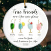 Custom Sea Glass Ceramic Ornament - Personalized Best Friend Christmas Birthday Gifts For Women, Besties, Sisters, BFF, Beach Lovers - Where Love Meets Shore