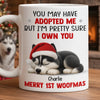 Custom First Christmas Mug - Personalized Christmas Birthday Gifts For Dog Lovers, Dog Dad And Mom - Merry 1st Woofmas
