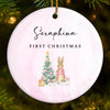 Custom Baby First Christmas Ceramic Ornament - Personalized Christmas Baby Shower, Gender Reveal Gifts For New Moms, New Dads, New Parents - Wonder Wrapped In Swaddles