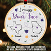 Custom Long Distance Embroidered Ornament - Personalized Best Friend Christmas Birthday Gifts For Women, Besties, Sisters, BFF - Hearts Connected Across The Miles