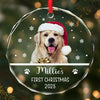 Custom Photo First Christmas Pet Glass Ornament - Personalized Christmas Birthday Gifts For Dog Lovers, Cat Lovers, Pet Dad And Mom, New Pet Ornament - New Paws New Joy