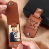 Custom Photo Engraved Leather Keychain - Personalized Anniversary Wedding Gifts For Husband And Wife, Him And Her - Love Grows Where We Belong