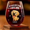 Custom Wine Glass - Personalized Christmas Birthday Gifts For Dog Cat Lovers, Dog Dad And Mom, Cat Owners - Paws Off My Mom's Wine