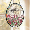 Custom Stained Glass Window Hanging Suncatcher - Personalized Birthday Gifts For Women, Daughters, Besties, Sisters, BFF - Where Flowers And Memories Shine