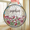 Custom Stained Glass Window Hanging Suncatcher - Personalized Birthday Gifts For Women, Daughters, Besties, Sisters, BFF - Where Flowers And Memories Shine