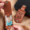 Custom Photo Engraved Leather Keychain - Personalized Baby Shower, Gender Reveal Gifts For New Moms, New Parents - Tiny Blessing Big Joy
