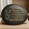 Custom Printed Rock - Personalized Anniversary Wedding Gifts For Husband And Wife, Him And Her - Holding Hands Into Forever