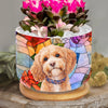 Custom Photo Stained Glass Home Decor Ceramic Plant Pot - Personalized Birthday Gifts For Dog Cat Lovers, Dog Dad And Mom, Cat Owners - Blooming With Pet Love