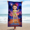 Custom Beach Towel - Personalized America 250th Anniversary, Summer Vacation And Travel Gifts For Best Friends, Family - Salty Air Sunny Days