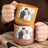 Custom Photo Printed Pottery Mug - Personalized Anniversary Wedding Gifts For Husband And Wife, Him And Her - First Kiss, Forever Sips