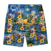 Custom Photo Tropical Hawaiian Aloha Men Beach Shorts - Personalized Summer Vacation And Travel Gifts For Dog Cat Lovers, Dog Dad And Mom, Cat Owners - Starry Nights, Puppy Days