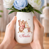 Custom Oval Ceramic Flower Vase - Personalized Best Friend Birthday Gifts For Women, Besties, Sisters, BFF - Butterflies Bloom Beautifully Daily