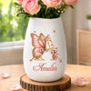 Custom Oval Ceramic Flower Vase - Personalized Best Friend Birthday Gifts For Women, Besties, Sisters, BFF - Butterflies Bloom Beautifully Daily