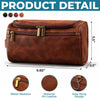 Custom Photo Leather Toiletry Bag - Personalized Father's Day Birthday Gifts For Dad, Grandpa - Dad Makes Every Day Better