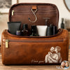 Custom Photo Leather Toiletry Bag - Personalized Father's Day Birthday Gifts For Dad, Grandpa - Dad Makes Every Day Better