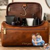 Custom Photo Leather Toiletry Bag - Personalized Father's Day Birthday Gifts For Dad, Grandpa - Forever Proud To Call You Dad