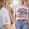 Custom Unisex T-Shirt With Design On Sleeve - Personalized 4th Of July Gifts For Mom, Grandma - Red, White And Blooming Love