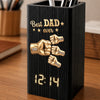 Custom Pen Holder With Clock - Personalized Father's Day Birthday Gifts For Dad, Grandpa - Dad’s Love Wins Every Time