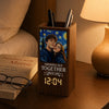 Custom Photo Pen Holder With Clock - Personalized Anniversary Wedding Gifts For Husband And Wife, Him And Her - Loving You Through Every Second
