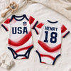 Custom USA 2026 Baby Jersey Bodysuit
- Personalized Baby Shower, Gender Reveal Gifts For New Moms, New Dads, Soccer Lovers - Future Soccer Star In Training