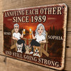 Custom Home Decor Metal Sign - Personalized Anniversary Wedding Camping Gifts For Campers, Husband And Wife, Him And Her, Dog Cat Lovers, Dog Dad And Mom - Crazy Together
