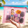 Custom Sandproof Mesh Beach Pouch - Personalized Summer Vacation And Travel Gifts For Women, Besties, Sisters, BFF - Salt Air Happy Soul
