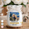Custom Photo Flower Vase With Ribbon - Personalized Anniversary Wedding Gifts For Husband And Wife, Him And Her - Partners In Love And Wrinkles