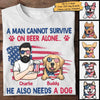 Man Cannot Survive On Beer Alone - Gift For 4th Of July - Personalized Unisex T-Shirt