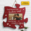 God Blessed The Broken Road That Led Me Straight To You - Upload Image, Gift For Couples, Husband Wife, Personalized Shaped Wood Sign