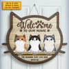 Welcome To Our Home Cat Head Shape - Personalized Shaped Door Sign