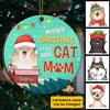 Meowy Woofmas To The Best Mom And Dad - Personalized Custom Round Shaped Wood Christmas Ornament
