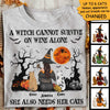 A Witch Cannot Survive On Wine Alone, She Also Needs A Cat - Personalized Unisex T-Shirt, Halloween Ideas.
