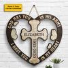 God Has You In His Arms, I Have You In My Heart - Husband Wife, Personalized Shaped Wood Sign