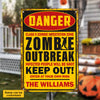 Keep Out Of Zombie Outbreak - Personalized Metal Sign, Halloween Ideas.