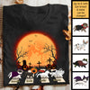 Halloween For Cats - Cat Walking Crosswalk In The Moonlight - Personalized Unisex T-Shirt, Halloween Ideas