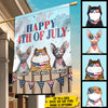 Happy 4th Of July, Welcome To Our Cat Home - 4th Of July Decoration - Personalized Flag