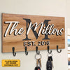 Our Sweet Family - Personalized Key Hanger, Key Holder, 2-Layer Wood Key Hanger - Gift For Couple, Husband Wife, Anniversary, Engagement, Wedding, Marriage Gift