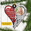 Half Of My Heart Is In Heaven With My Angel - Personalized Custom Heart Shaped Wood Christmas Ornament