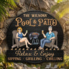 Custom Home Decor Wood Sign - Personalized Anniversary Wedding Gifts For Husband And Wife, Him And Her - Just A Couple, Pool & Patio Sipping Chilling